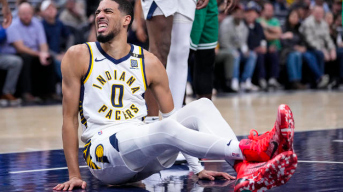 tyrese haliburton out with left hamstring strain